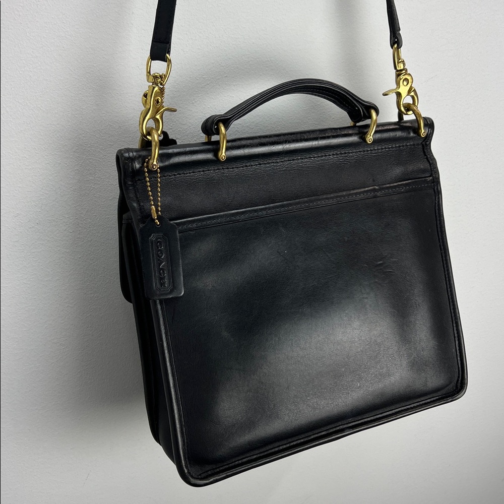 Vintage Coach Willis 9927 Top Handle Satchel Bag Crossbody Black Brass USA Made - Picture 12 of 15